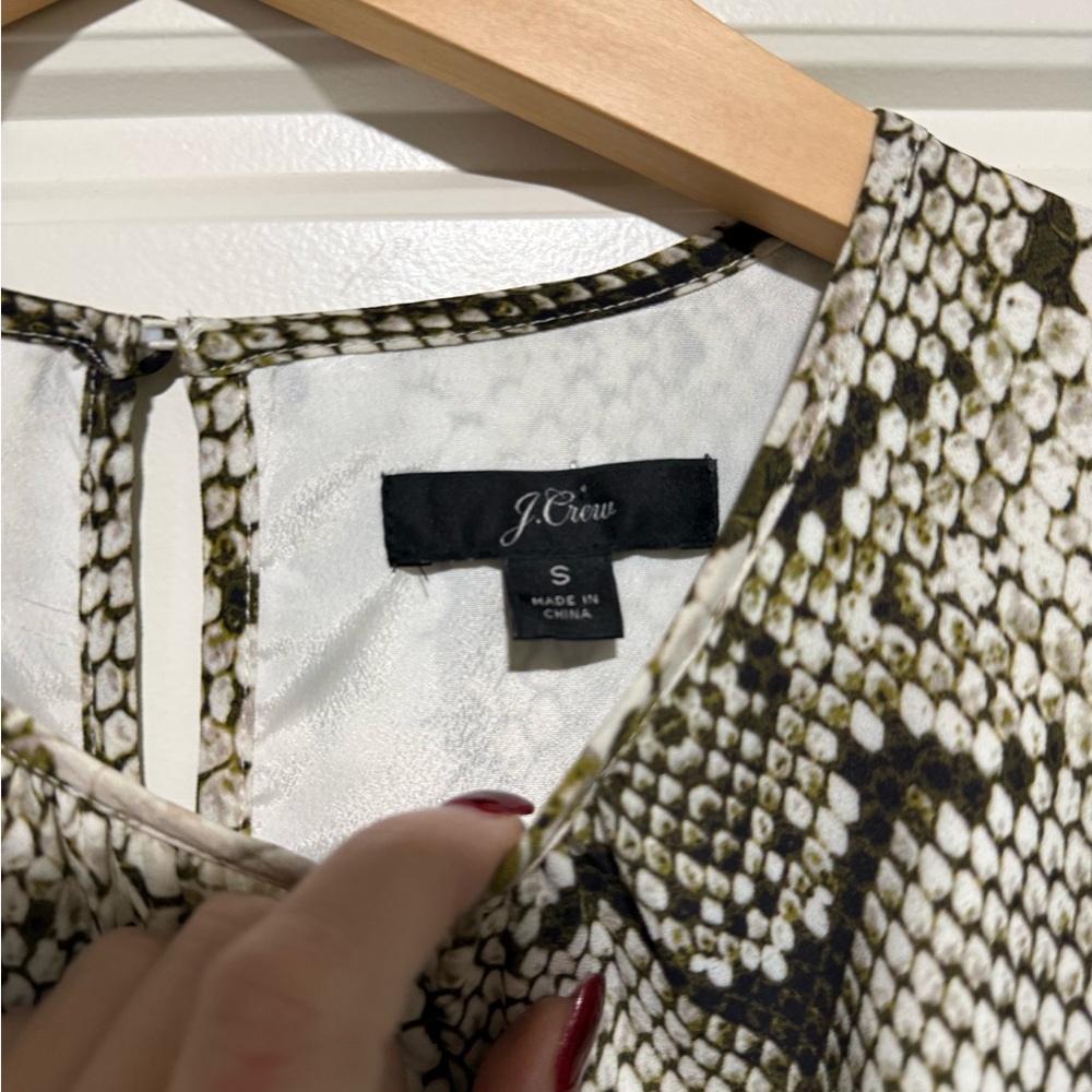 J. Crew Cream and Black Snake Print Long Sleeve Dress - Picture 3 of 8